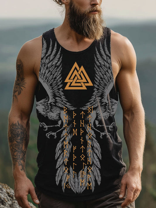 Men's Viking Inspired Art Print Washed Vest