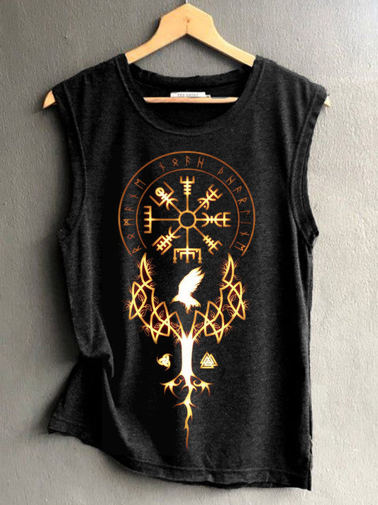 Women's Viking Symbol Print Vintage Tank Top