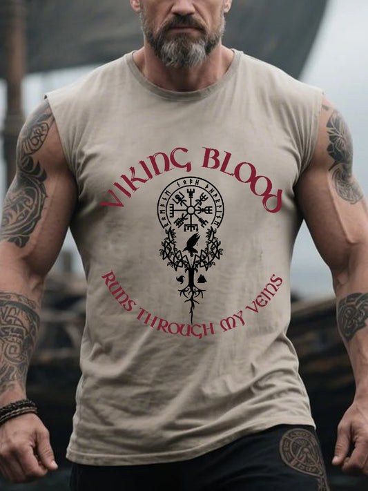 Men's Retro Viking Blood Nordic Style Casual Tank Top