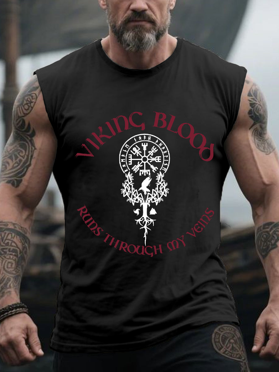 Men's Retro Viking Blood Nordic Style Casual Tank Top
