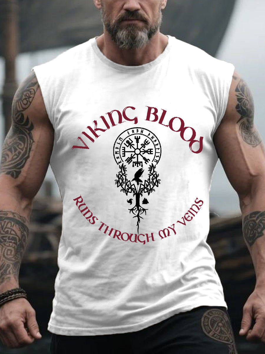 Men's Retro Viking Blood Nordic Style Casual Tank Top