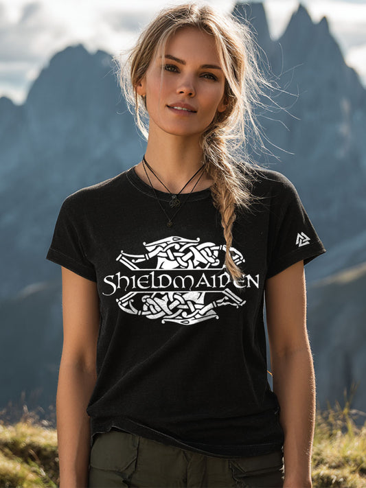 Women's Viking Inspired Print Vintage T-Shirt