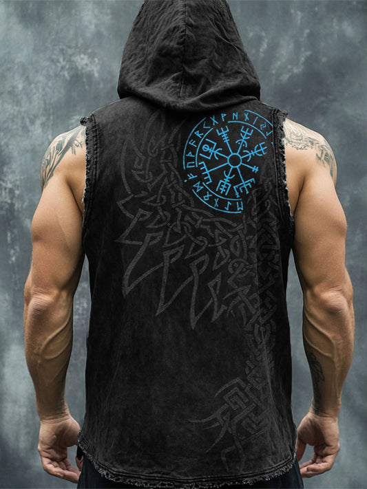 Men's Viking Inspired Print Washed Tank Top