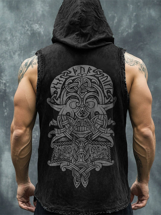 Men's Viking Inspired Print Washed Tank Top