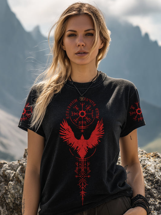 Women's Viking Inspired Print Vintage T-Shirt