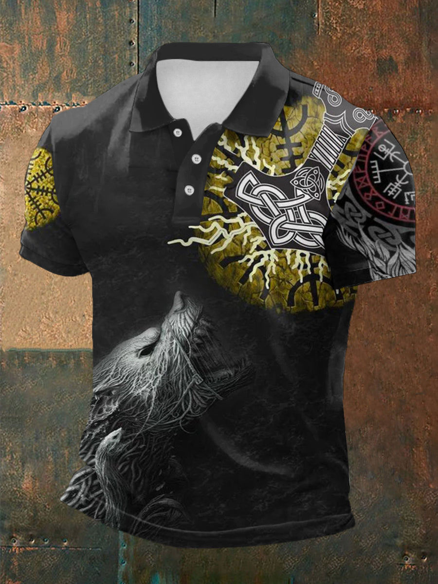 Men's Viking Print Short Sleeves Shirt