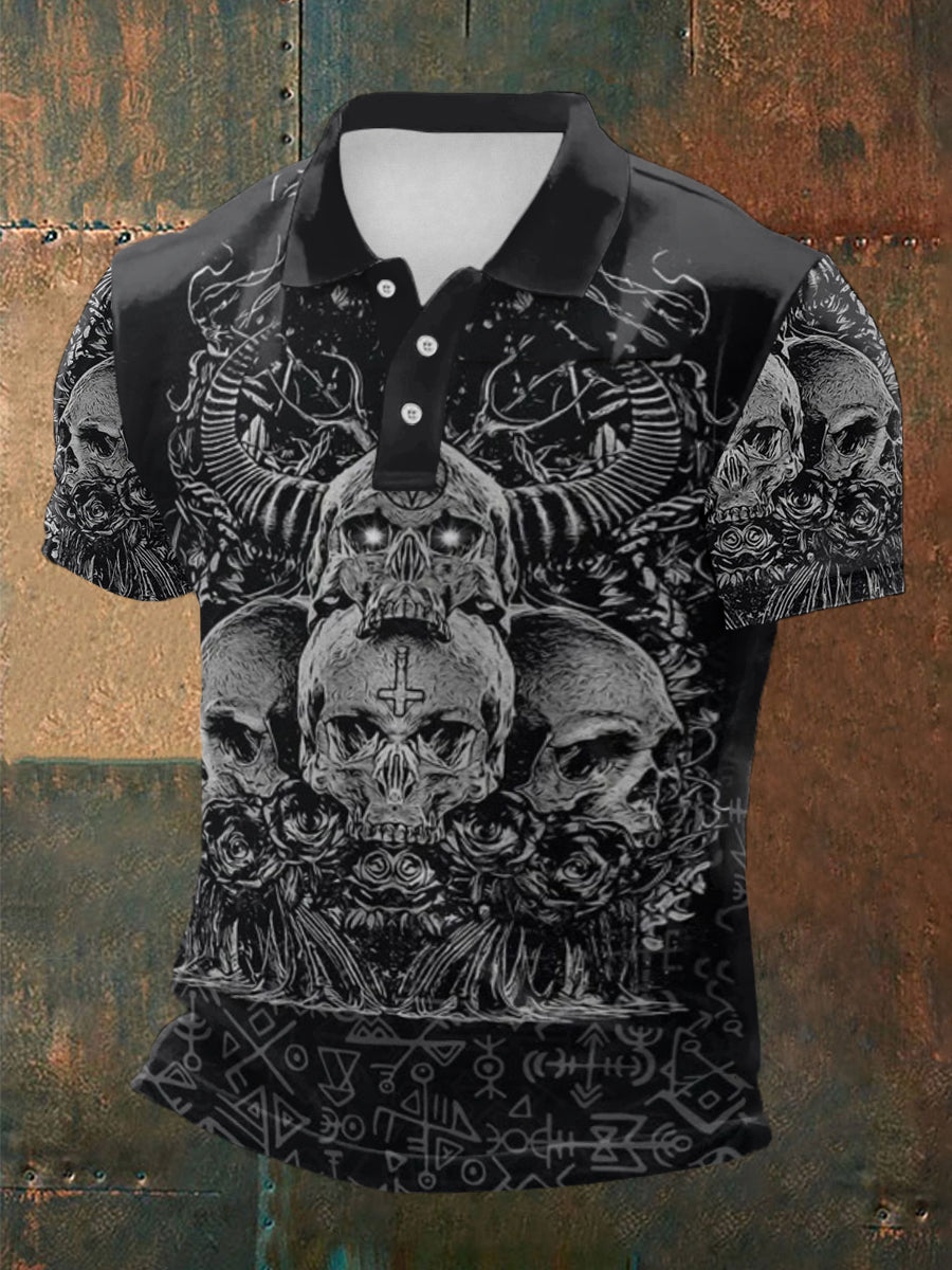 Men's Viking Print Short Sleeves Shirt