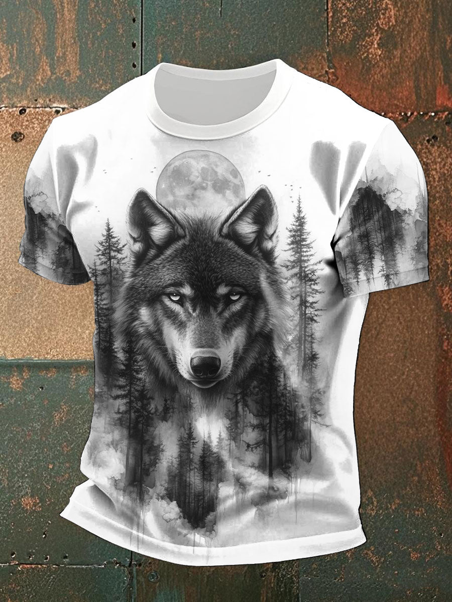 Men's Timber Wolf Printed Casual T-Shirts