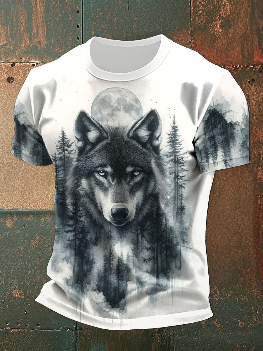 Men's Timber Wolf Printed Casual T-Shirts