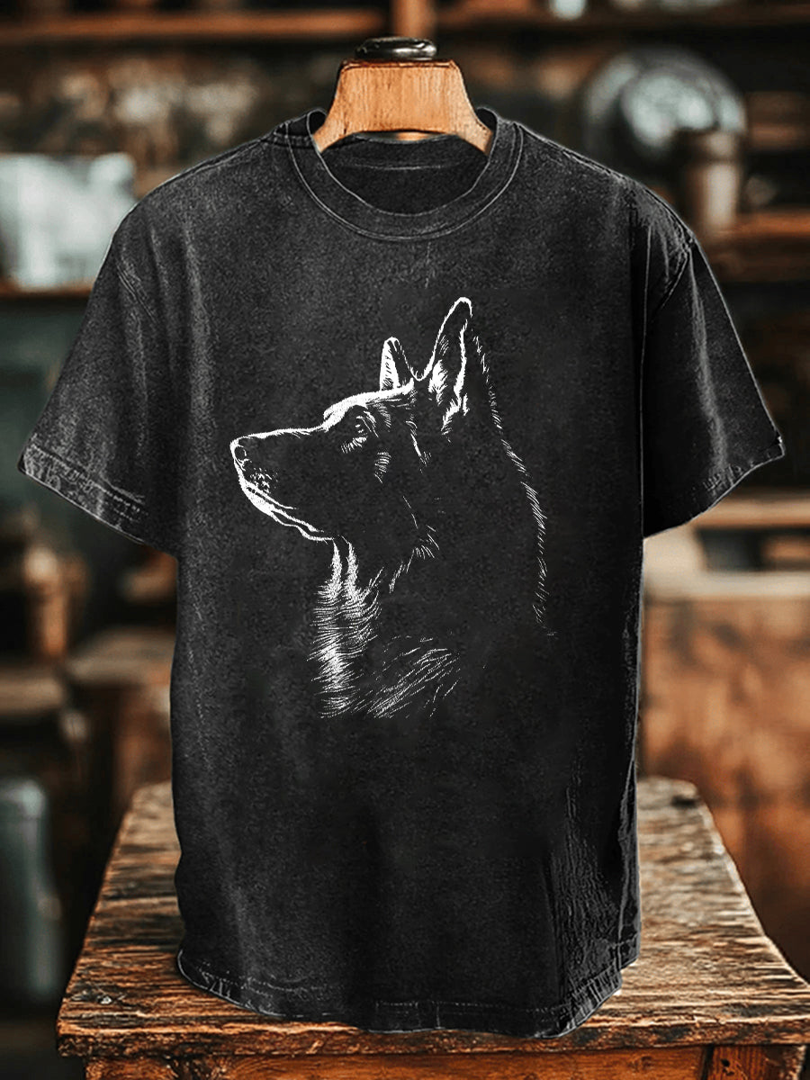 Men's Shepherd Dog Print Casual T-Shirt