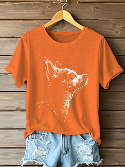Women's Chihuahua Print Casual T-Shirt