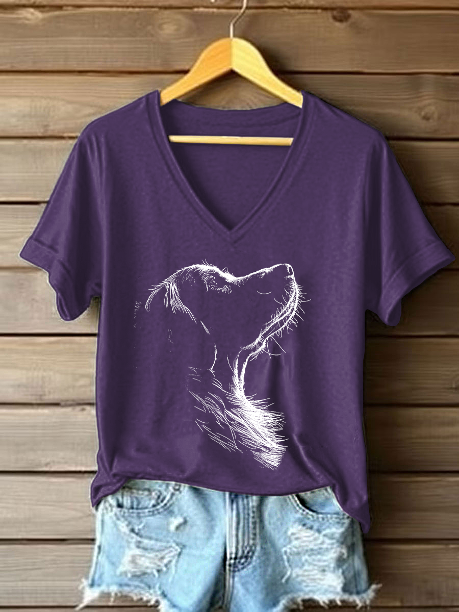 Women's Golden Retriever Printed Casual T-shirt