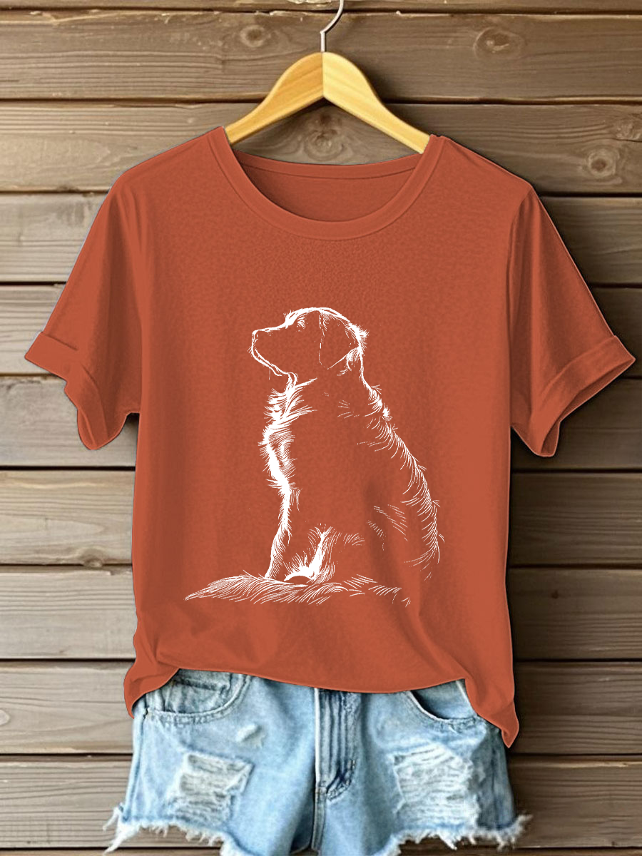 Women's Golden Retriever Printed Casual T-shirt