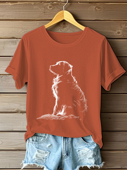 Women's Golden Retriever Printed Casual T-shirt