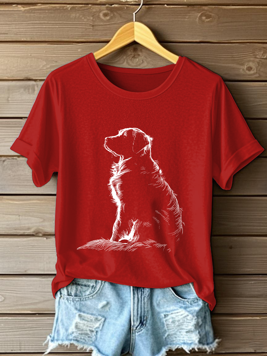 Women's Golden Retriever Printed Casual T-shirt