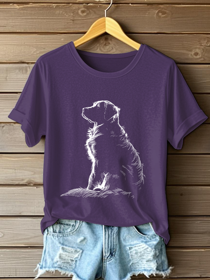 Women's Golden Retriever Printed Casual T-shirt