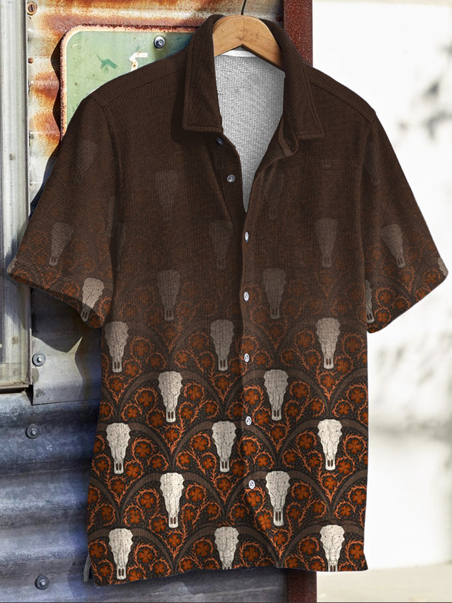 Men's Western Style Aztec Print Short Sleeve Shirt
