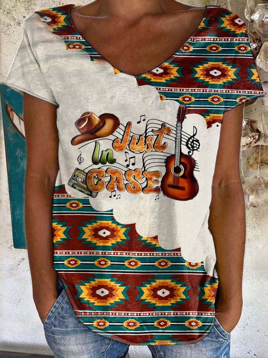 Women's Country Music Wallen Just In Case V-neck T-shirt