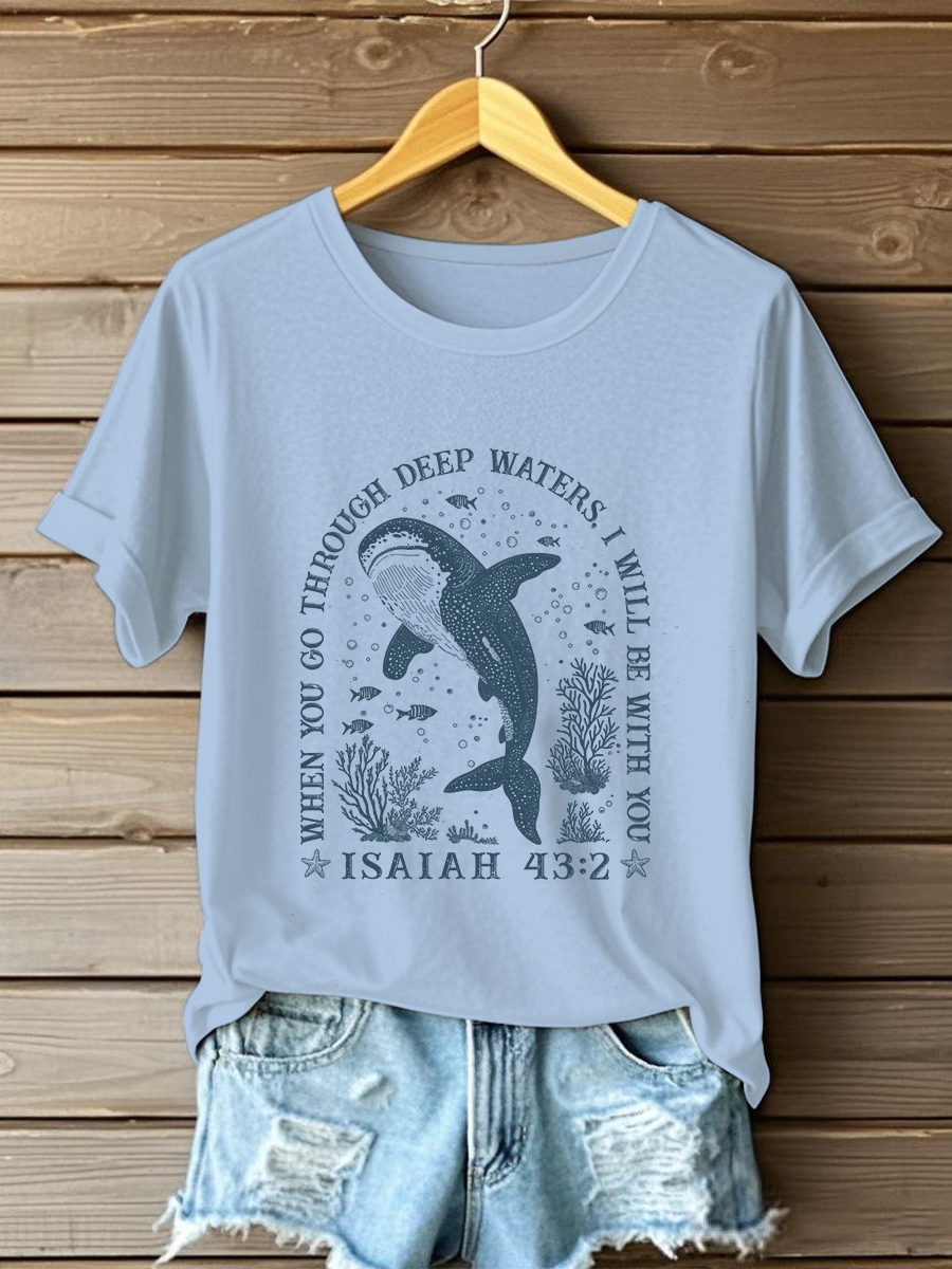 Women's When You Go Through Waters Printed Casual T-Shirt