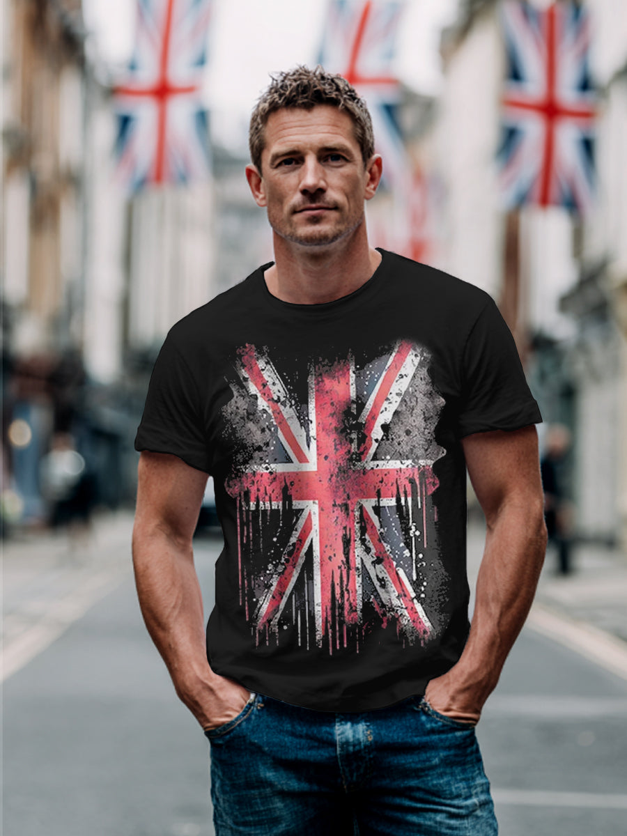 Men's UK Flag Print Casual Tee
