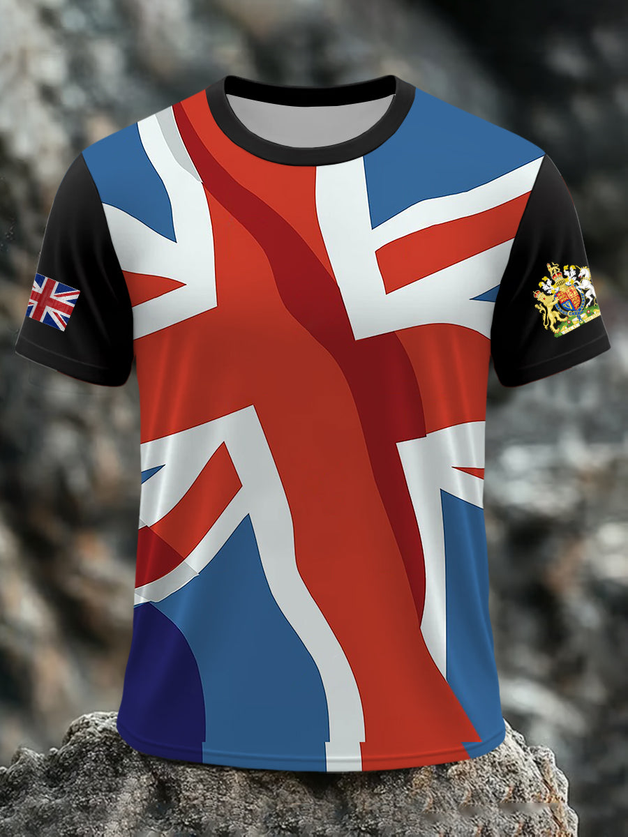 Men's UK Patriotic Flag Printed Short Sleeve T-shirt
