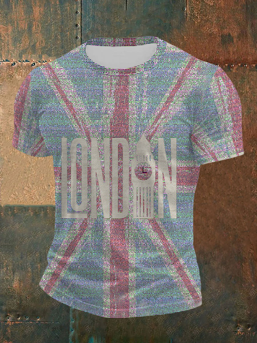 Men's UK Patriotic Flag Printed Short Sleeve T-shirt