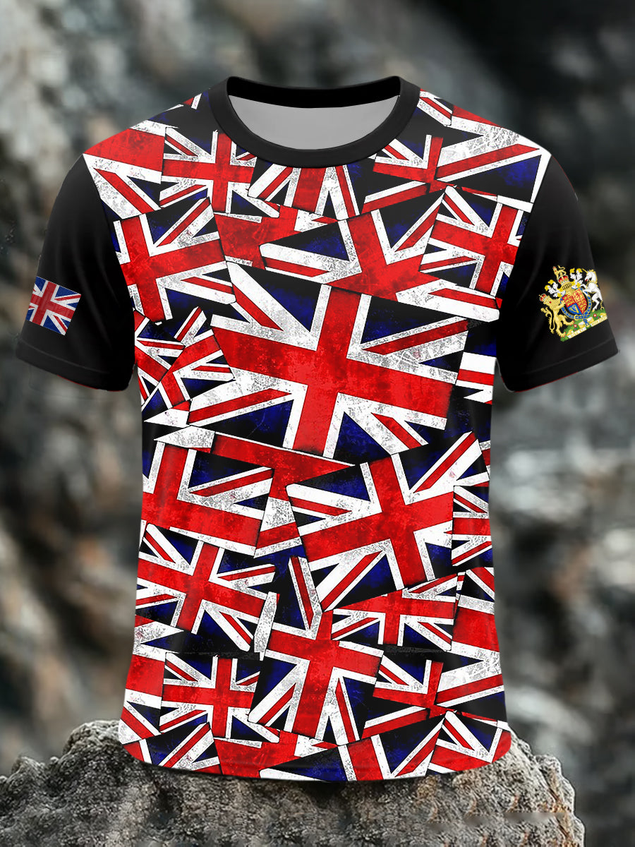 Men's UK Patriotic Flag Printed Short Sleeve T-shirt