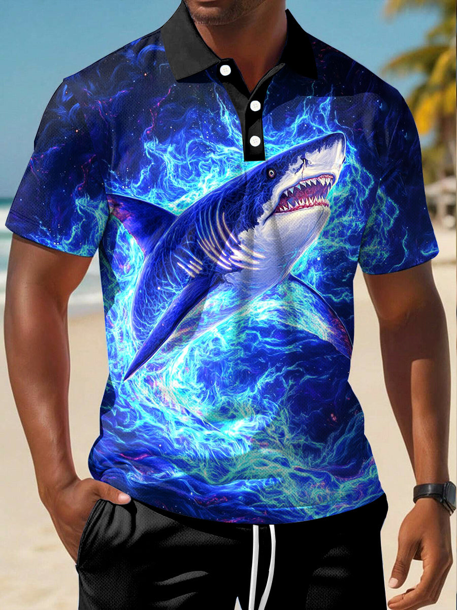 Men's Great White Shark Print Short Sleeve Top