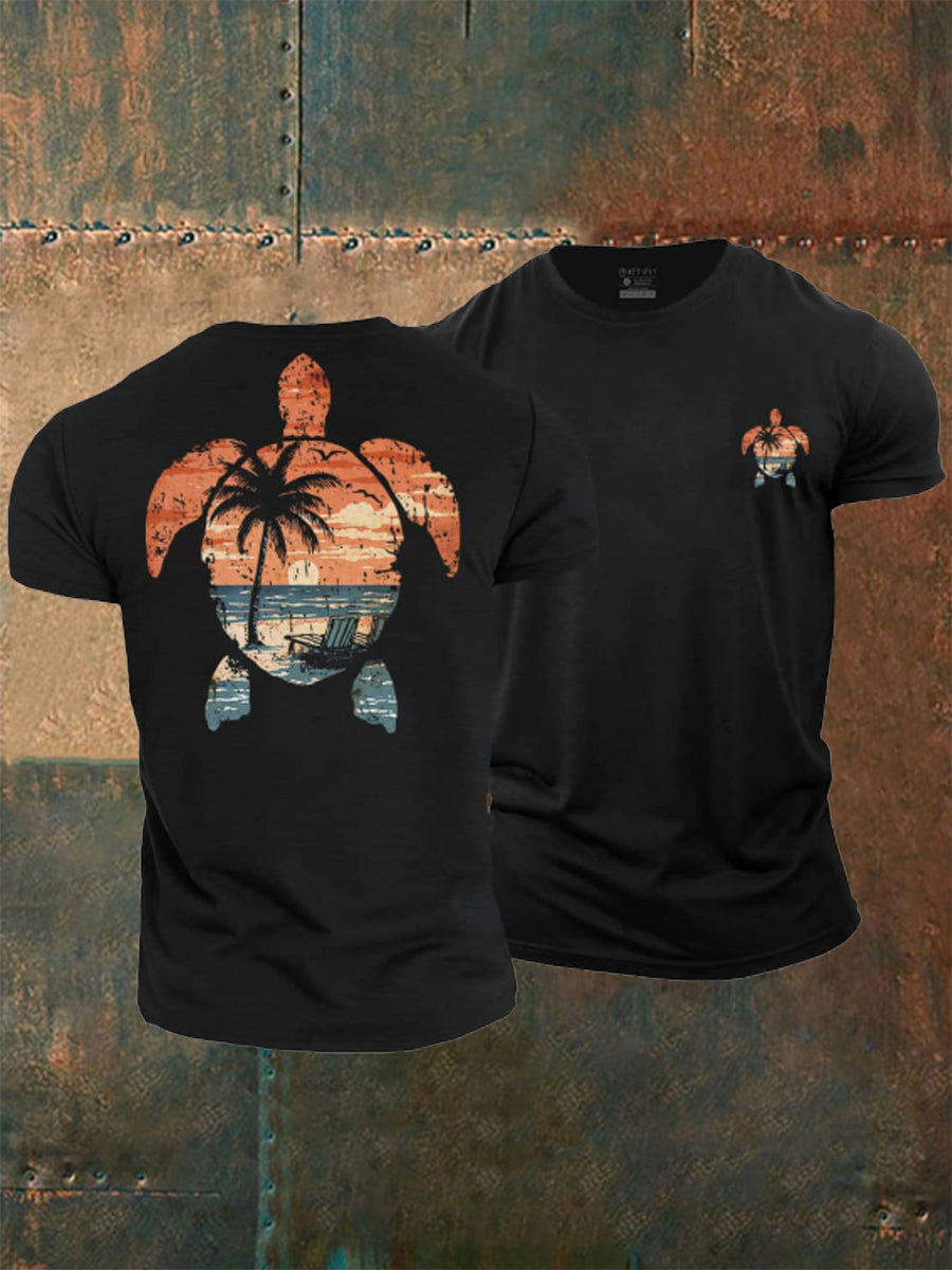 Men's Colorful Turtle Cotton T-Shirt