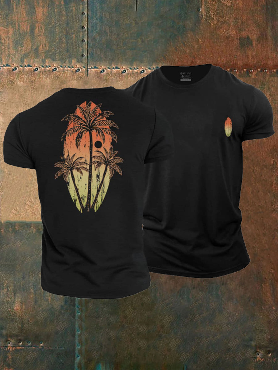 Men's Surfboard Palm Cotton T-Shirt