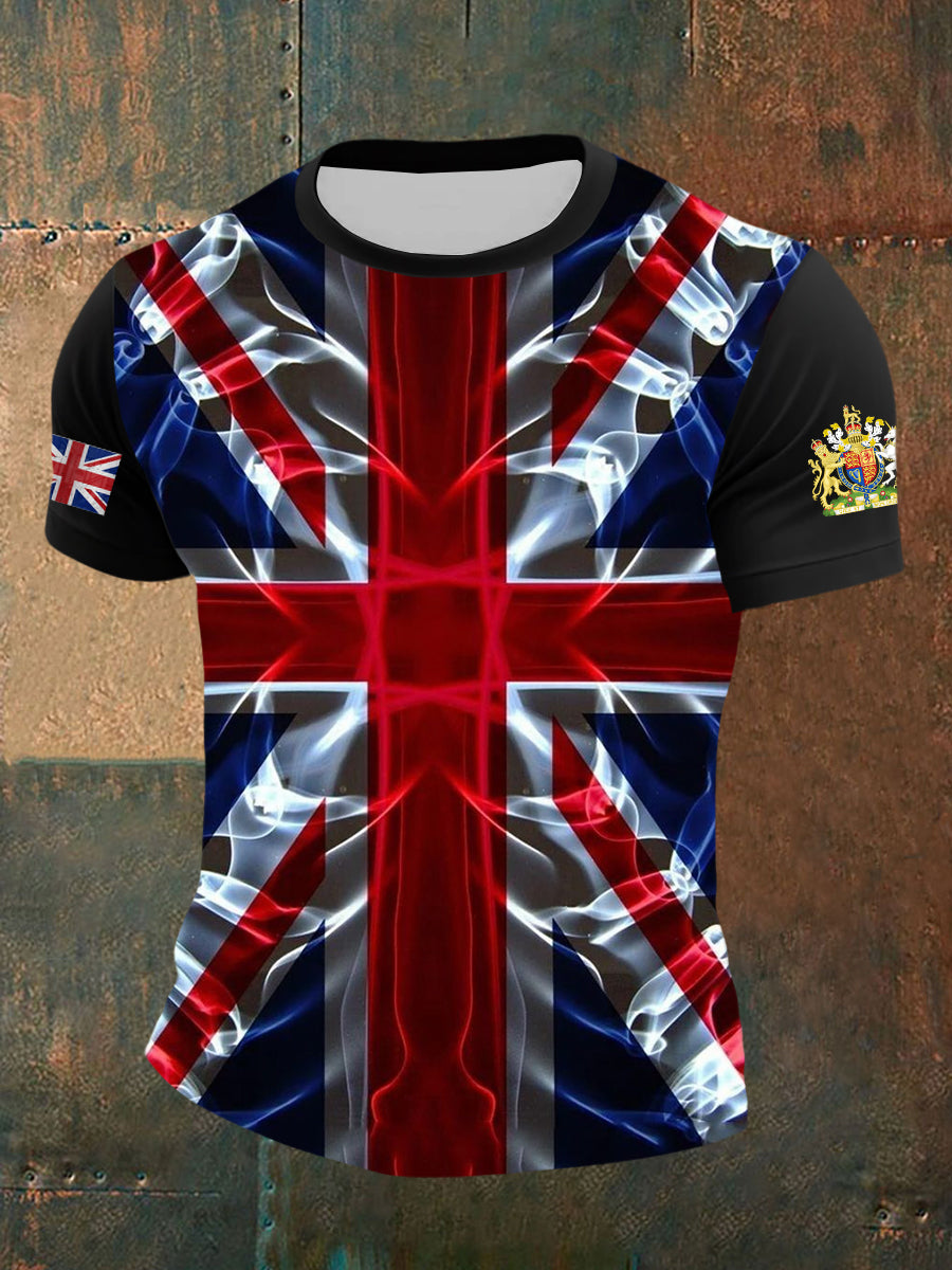 Men's UK Patriotic Flag Printed Short Sleeve T-shirt