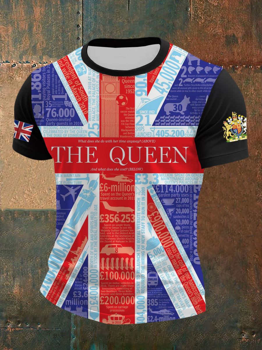Men's UK Patriotic Flag Printed Short Sleeve T-shirt