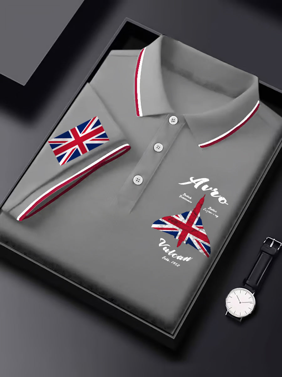 Men's Vintage British Flag Avro Vulcan RAF Nuclear Bomber Print Casual Top