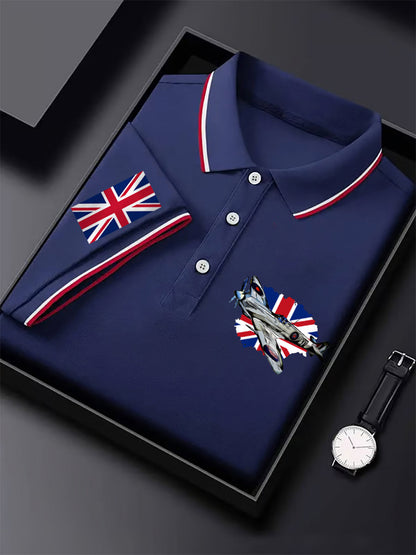 Men's Vintage Supermarine Spitfire British Flag Print Casual Top