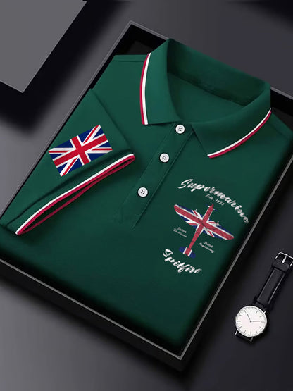 Men's Vintage Supermarine Spitfire British Flag Print Casual Top