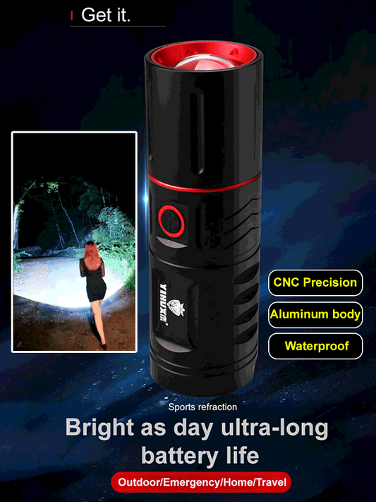 Telescopic Zoom Long-Range Outdoor Flashlight