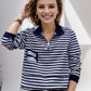 AI-New half turtleneck striped long sleeve T-shirt