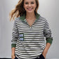 AI-New half turtleneck striped long sleeve T-shirt